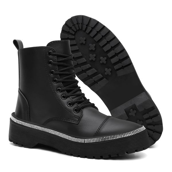 Bota coturno feminino com sola new arrivals tratorada satinato
