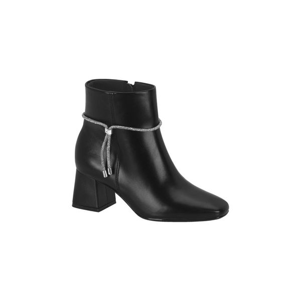 Bota Feminina Cano Curto Detalhe Brilho Salto Bloco Baixo