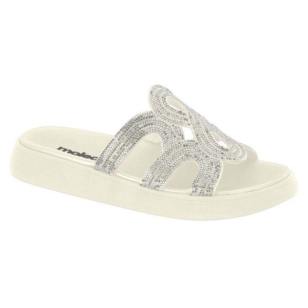 Rasteira Papete Moleca Casual Tiras Largas Creme Cristal