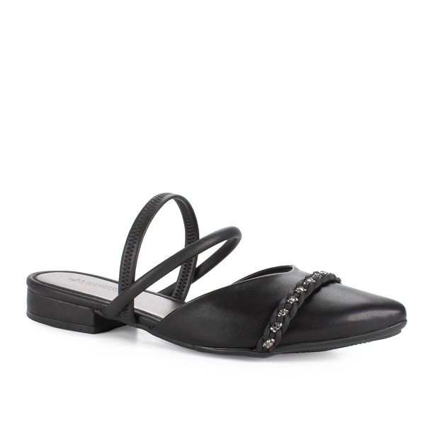 Sapato Feminino da Mississipi Preto de Salto Baixo Preto Brilho Conforto