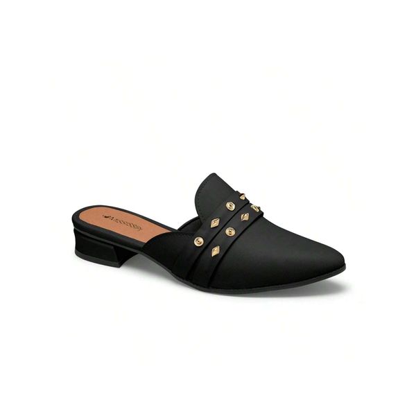 Sapatilha Mule Feminino Preto Bico Mississipi Spikes Tachinhas 