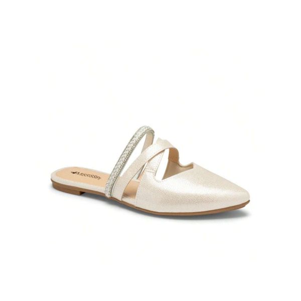 Mule Feminino Baixinho Branco Clarinho Bico Trançado Mississipi 