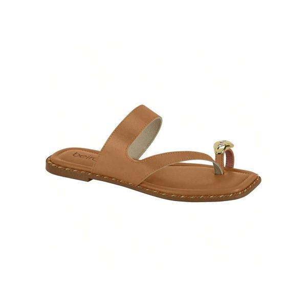 Sandália Feminina Rasteira Flat Aplique Dourado Beira Rio