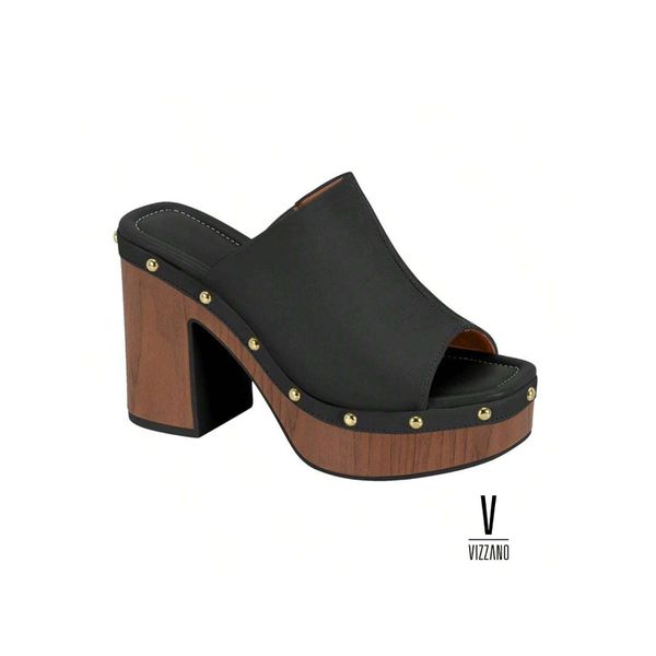 Tamanco Feminino Plataforma Preta Vizzano Boho Chic 