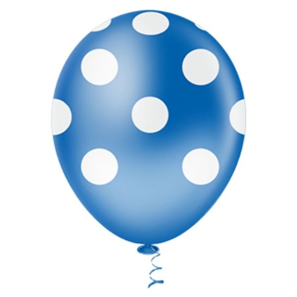 Balão Fantasia N°10 Poá Azul Escuro com Branco c/25und PIC PIC