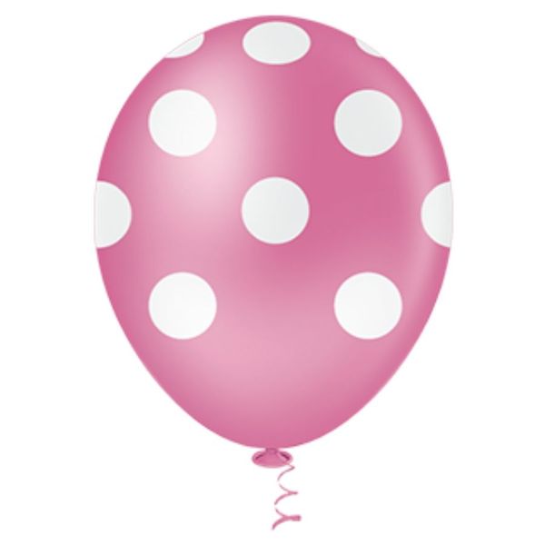 Balão-Fantasia-N-10-Poá-Rosa-Forte-com-Branco-c-25und-PICPIC-embalagens-sabrina
