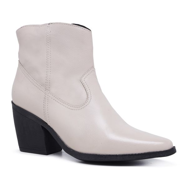 Bota Feminina Western Cannes Couro Off White