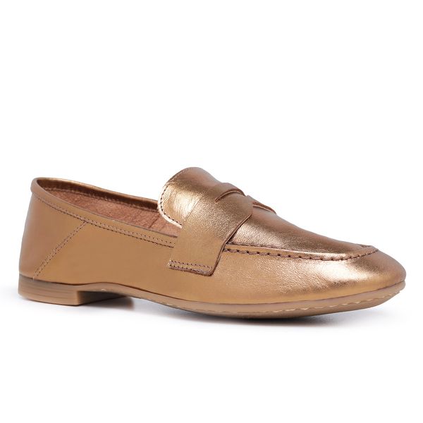 Mocassim Isla Feminino Comfort em Couro Bronze