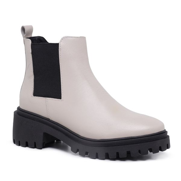 Bota Coturno Chelsea Couro Off white