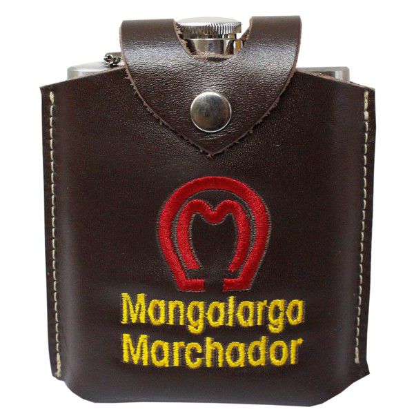 Porta Whisky Inox Revestido em Couro Mangalarga M02 (Marrom)