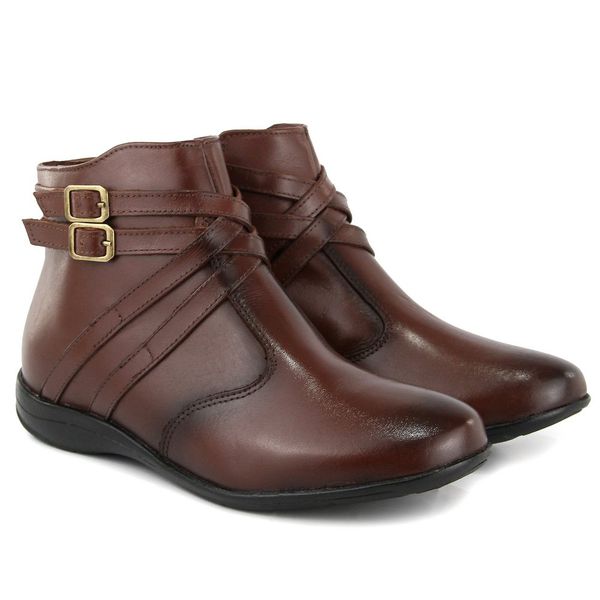 Bota couro baixa on sale