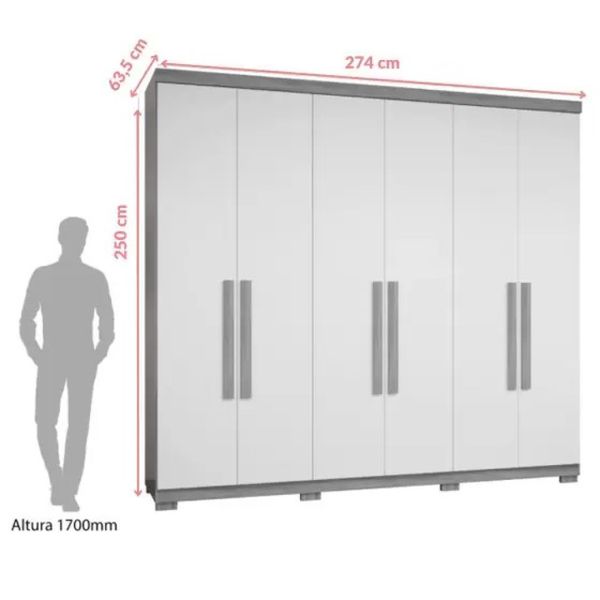 Guarda Roupa Casal Monarca 6 Portas Camaru Robel