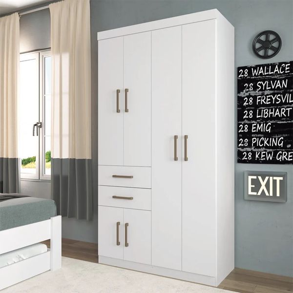 Guarda Roupa Casal 6 Portas Verona Branco Santos Andira