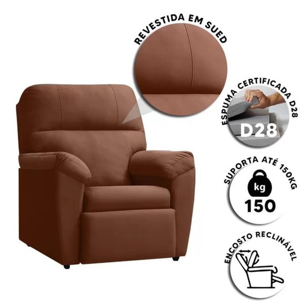 Poltrona do Papai Reclinável Madrid Terra Cota Luapa
