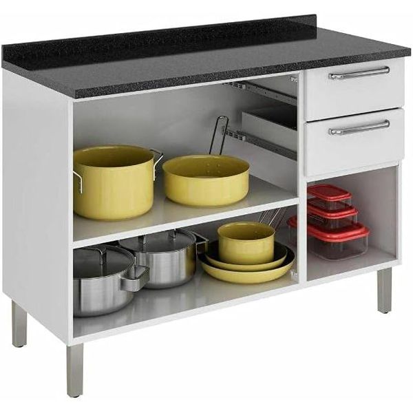 Balcão Cozinha Tarsila IG3G2-120 3 Portas 2 Gavetas Branco Itatiaia 