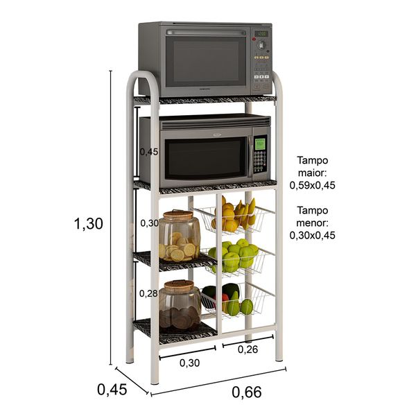 Fruteira Italia 2 fornos 2 prateleiras e 3 cestos Branca Teixeira 