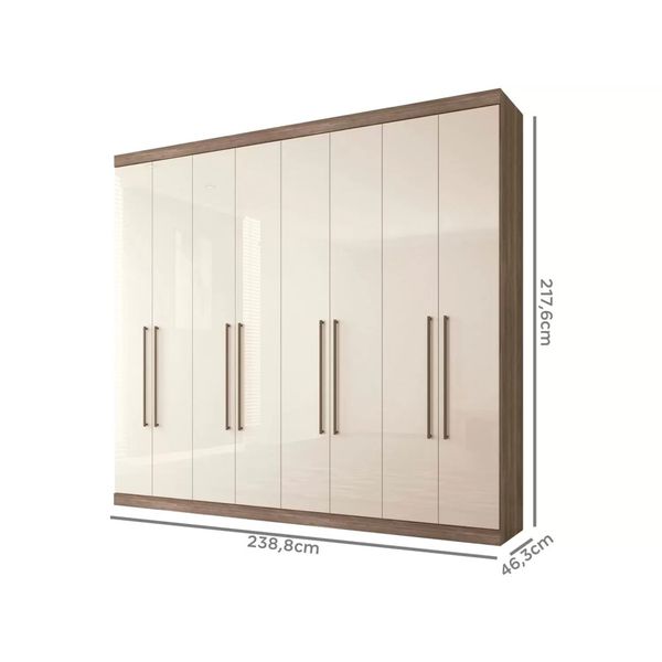 Guarda Roupa Casal com 8 portas e 4 gavetas Havana Master Vip 8.4 Castanho OffWhite Santos Andira