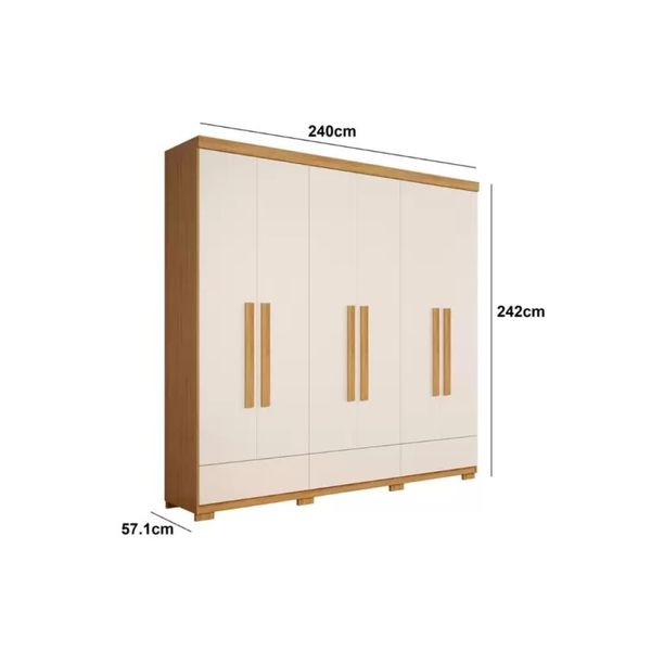 Guarda Roupa Casal 6 Portas Lexus Camarú/Pérola Robel Moveis