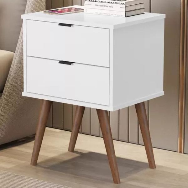 Mesa de Cabeceira 2 Gavetas Branco Luxo 1818 JB Bechara