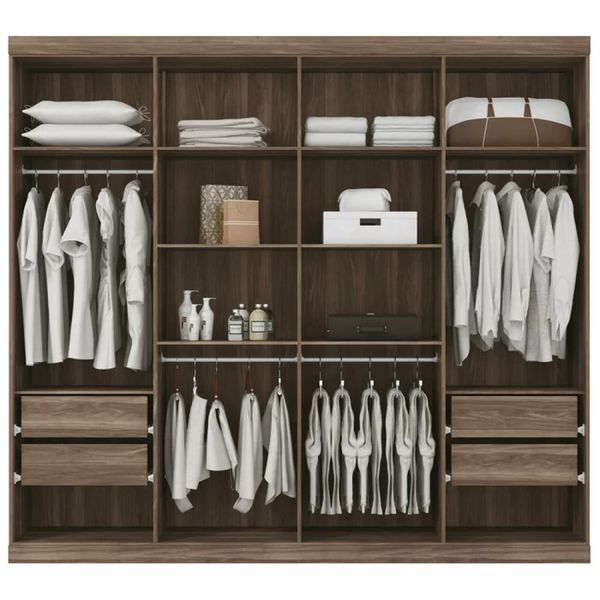 Guarda Roupa Casal com 8 portas e 4 gavetas Havana Master Vip 8.4 Castanho OffWhite Santos Andira