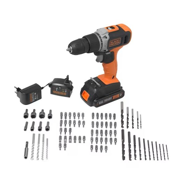 Parafusadeira Furadeira de Impacto 20V Black+Decker BCD704C1KA com 80 Acessorios