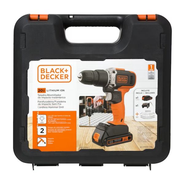 Parafusadeira Furadeira de Impacto 20V Black+Decker BCD704C1KA com 80 Acessorios