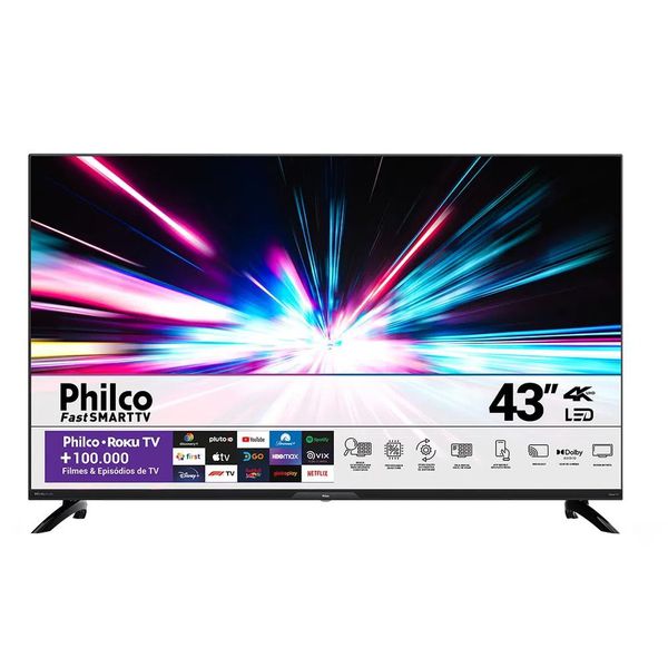 Smart TV Philco 43" 4K Led Roku Quad Core Bivolt PTV43G7ER2CPBL