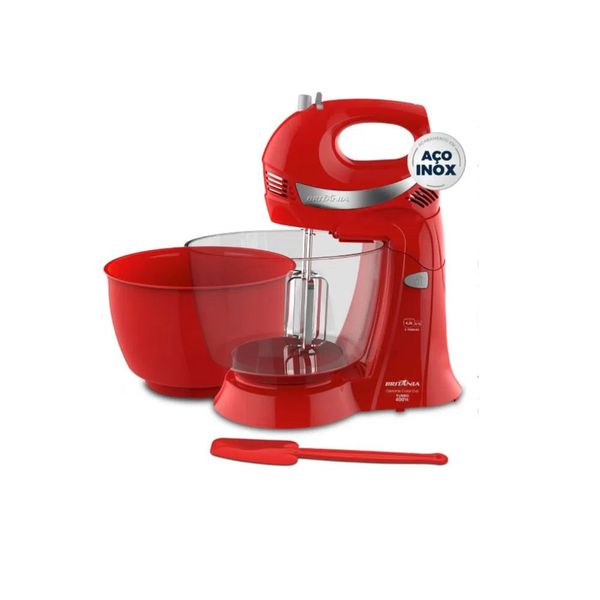 Batedeira Britania Diamante Cristal Duo 400w 2 Tigelas 127v Vermelha