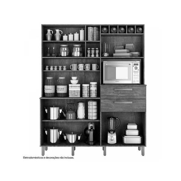 Armario de Cozinha 7 portas e 2 gavetas Monte Rey Valde Moveis Cinamomo/Off White