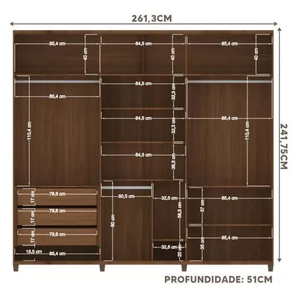 Guarda Roupa Casal Avila 6 Portas Jatoba Santos Andira