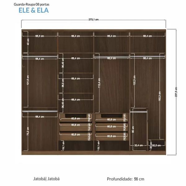 Guarda Roupa Casal Ele e Ela 8 Portas Jatoba Santos Andira