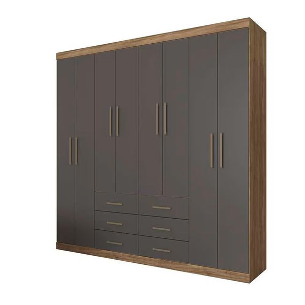 Guarda Roupa Casal Liverpool 8 Portas 6 Gavetas Atacama/Grafite Santos Andira