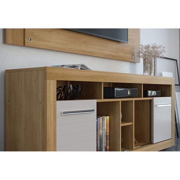 Rack com Painel para Tv até 50" Off white/Cinamomo Firenze Valde Moveis