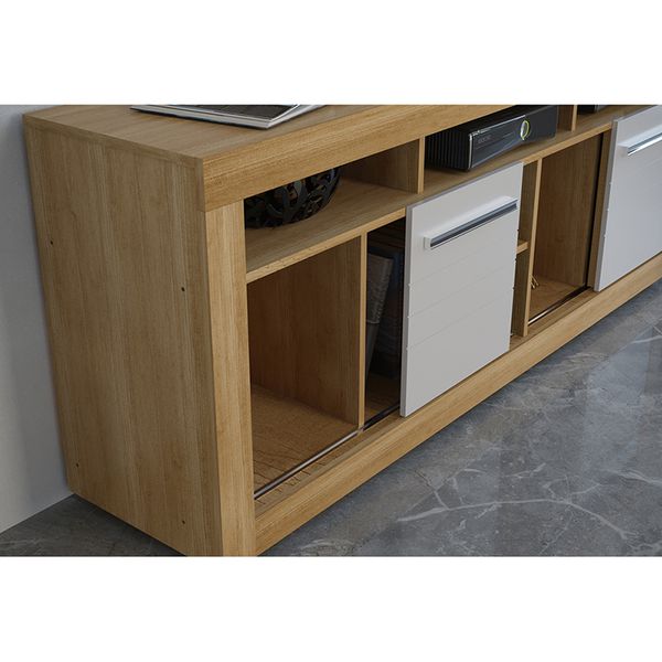 Rack com Painel para Tv até 50" Off white/Cinamomo Firenze Valde Moveis