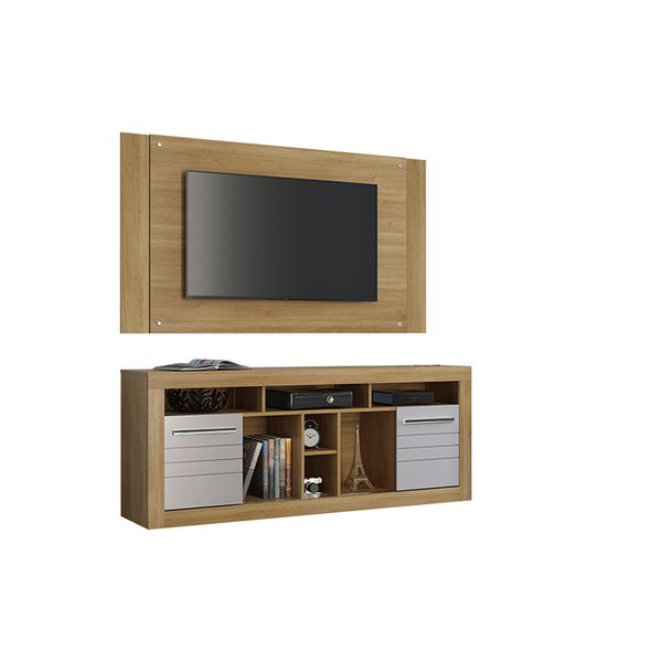 Rack com Painel para Tv até 50" Off white/Cinamomo Firenze Valde Moveis