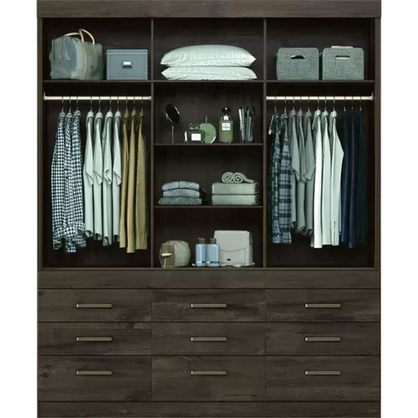 Guarda Roupa Casal Click 3.9 com 3 portas e 9 gavetas Ebano Santos Andira