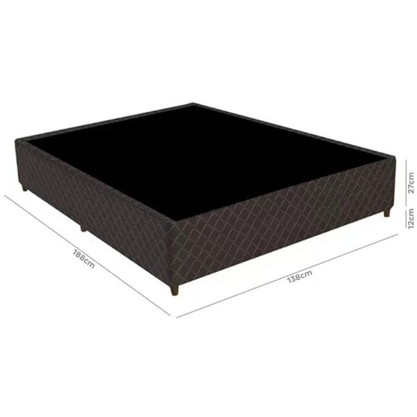 Base Box Casal Gazin Poliester Bordado 1,88x1,38 Preto
