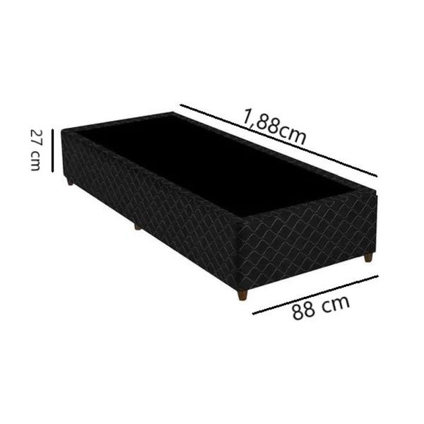 Base Box Solteiro Gazin 1,88x0,88 Poliester Bordado Preto