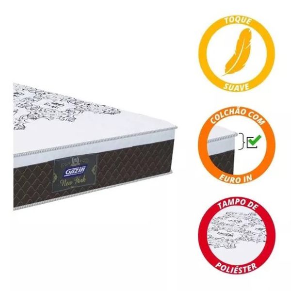 Colchão Solteiro Molas Ensacadas New York 1,88x0,88 Marrom Gazin