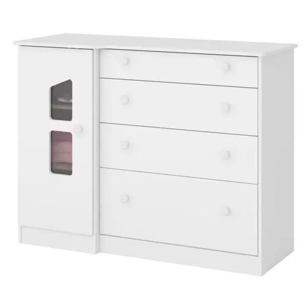 Cômoda Sapateira 1 Porta 4 Gavetas Amore Branco Qmovi
