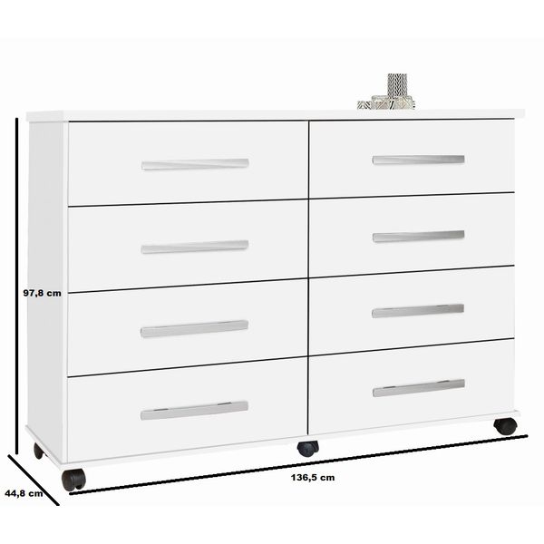 Comoda 8 Gavetas Jade Branca Primus