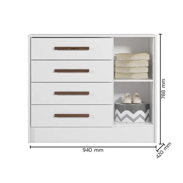 Cômoda Sapateira 1 Porta 4 Gavetas Q Encanto Branco Qmovi