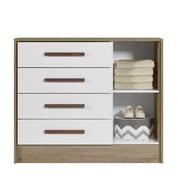 Cômoda Sapateira 1 Porta 4 Gavetas Q Encanto Carvalho/Branco Qmovi
