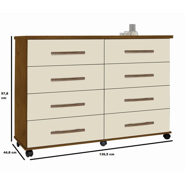 Comoda 8 Gavetas Jade Perola e Mel Primus