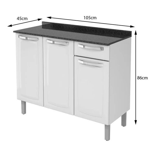 Balcão 3 Portas 1 Gaveta Rose Itatiai Branco