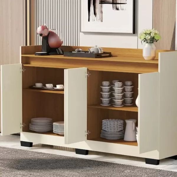 Aparador Buffet Real 4 Portas Pérola/Mel Moveis Primus