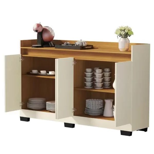 Aparador Buffet Real 4 Portas Pérola/Mel Moveis Primus