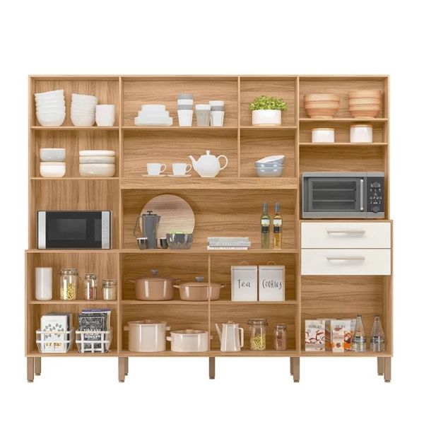 Cozinha Campacta 8 Portas 2 Gavetas Freijo/Off White Hortelã Nicioli