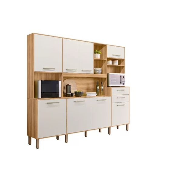 Cozinha Campacta 8 Portas 2 Gavetas Freijo/Off White Hortelã Nicioli