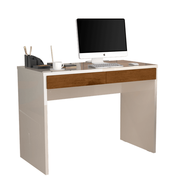 Escrivaninha 1 Gaveta 6080 Luxo Perola/Caramelo JB Bechara